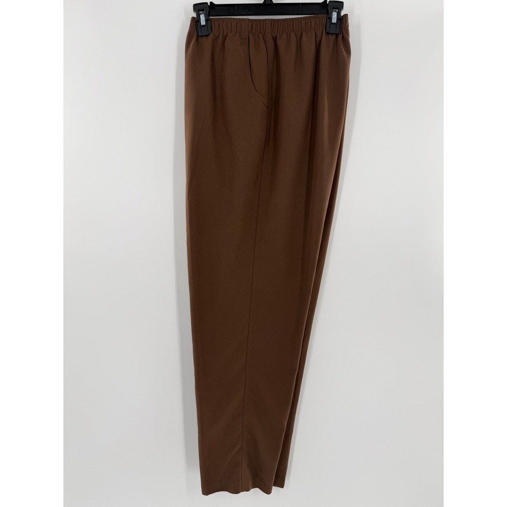 Alison Daley Brown Elastic Waist Pull On Straight Leg Pants Women Size 16